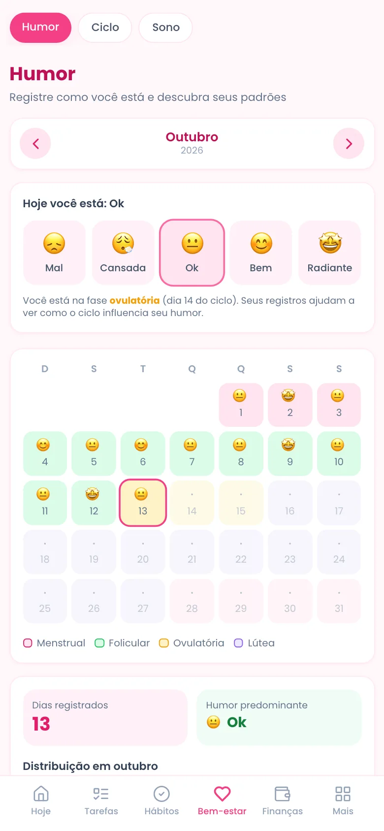 Tela de Humor no celular